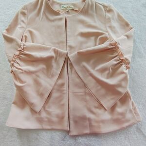Emma & Sam Pale Blush Round-Neck Open Front Blazer XL , Work wear, Casual